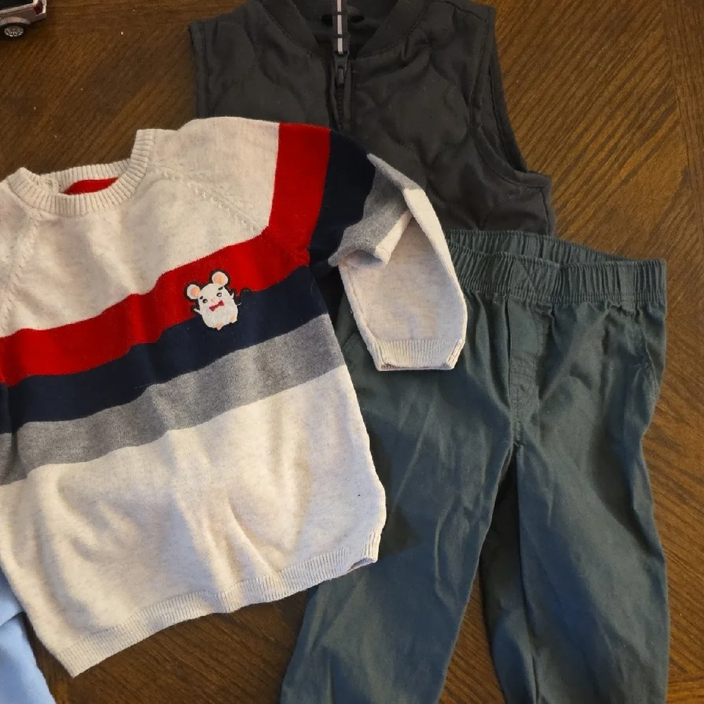 Carter's Blue and Cream Hoodie with Navy Vest